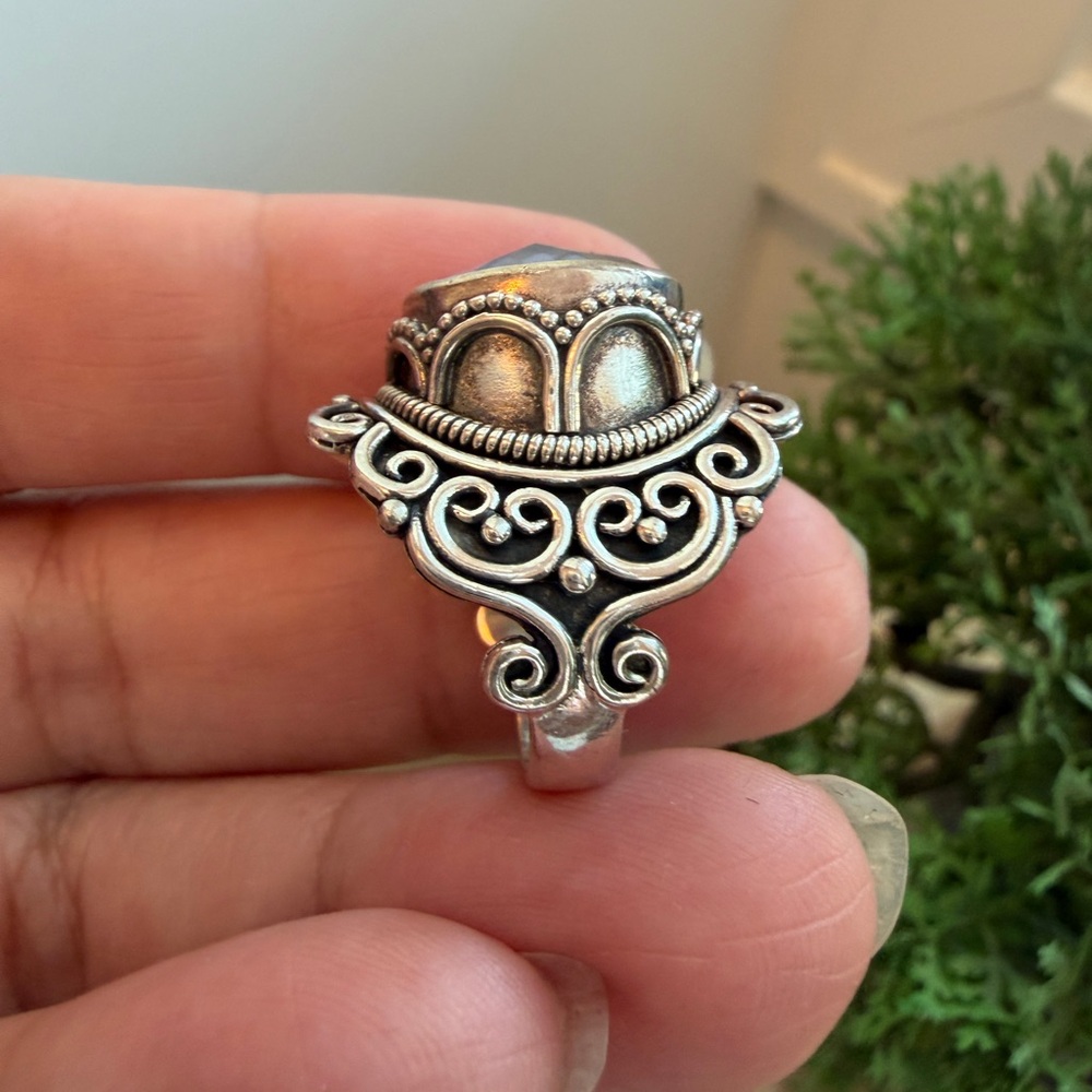 robert manse sterling silver london Blue topaz Filigree Ring size 6 - Picture 7 of 9